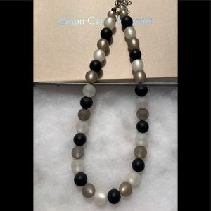 Beautiful Adi Black, White, Grey Beaded Necklace